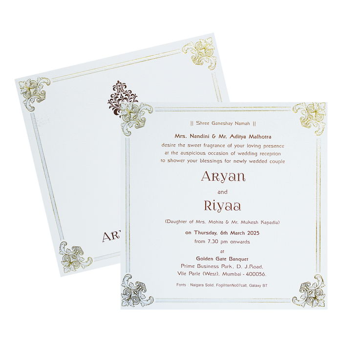 White Floral Border Single Card