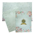 Blue Floral Offset Jumbo Size Wedding Invitation-KNKJ1089