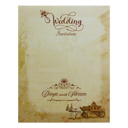 Cream Horse Chariot Padded Wedding Card