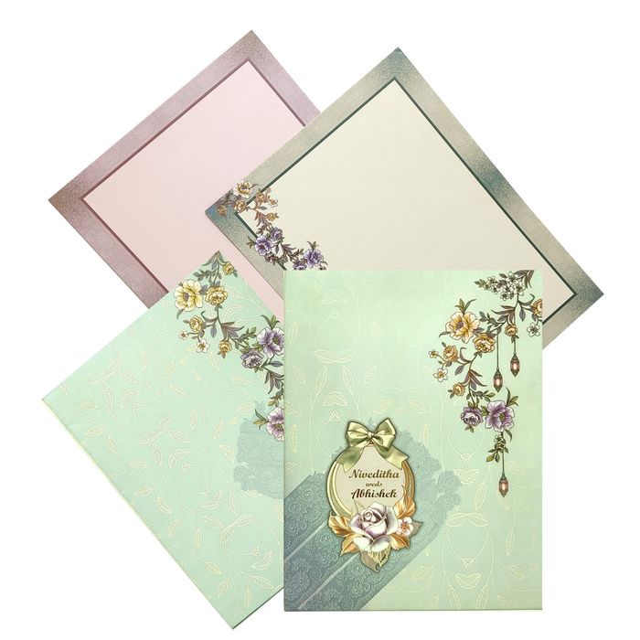 Light blue flower design scodix invitation card