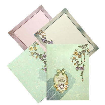 Light blue flower design scodix invitation card