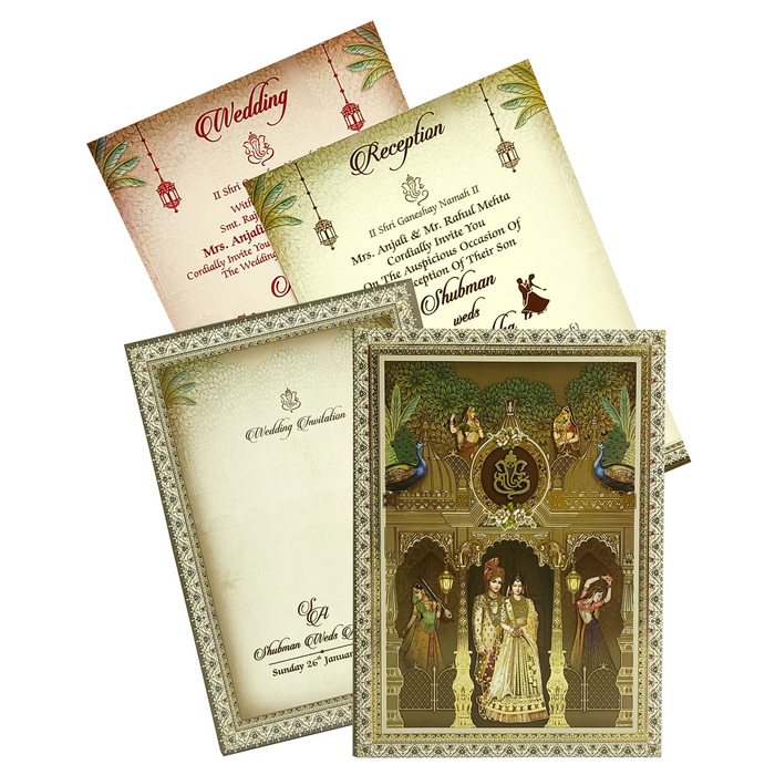 Ivory Couple Box Wedding Card Design