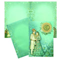 Green Floral Bride Groom Padded Invitation Card
