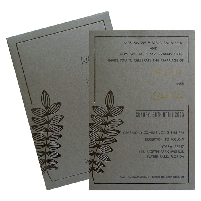 Grey Petal Single Sheet Invitation Card