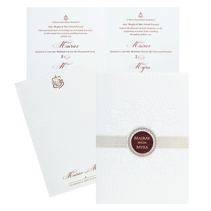 White Pattern Wedding Invitation