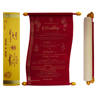 Crimson Red Satin Scroll Card