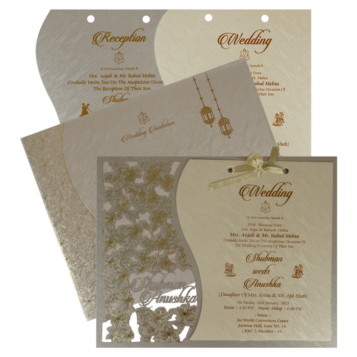 Metallic Brown MDF Marriage Invitation