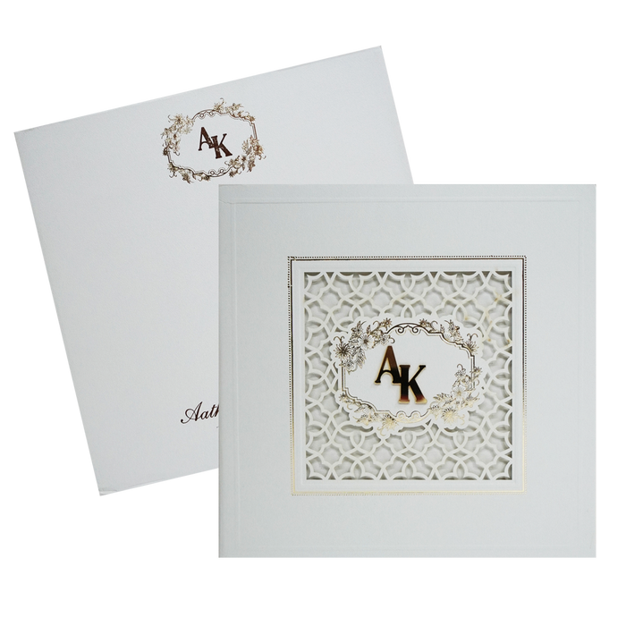 Ivory Laser Cut Padded Wedding Card