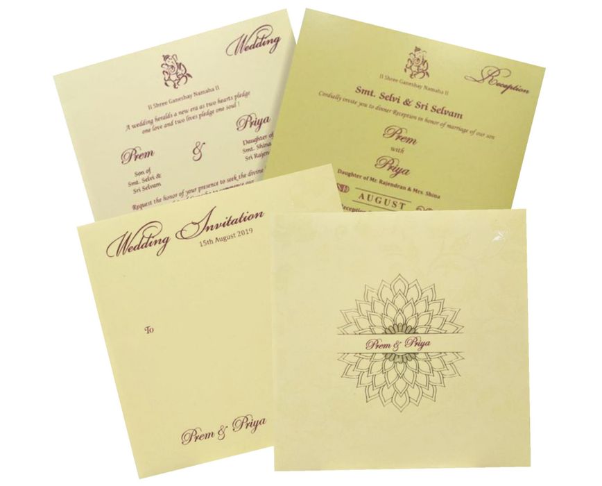 Alluring Floral Theme With Gold Foiling Wedding Card - KND8005C
