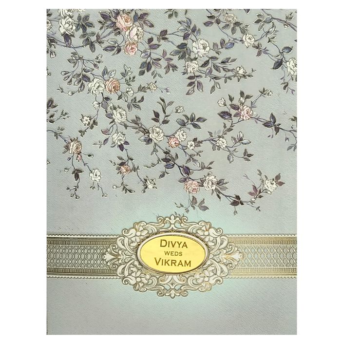 Grey Floral Nameplate Invitation Card