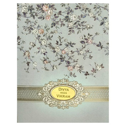 Grey Floral Nameplate Invitation Card