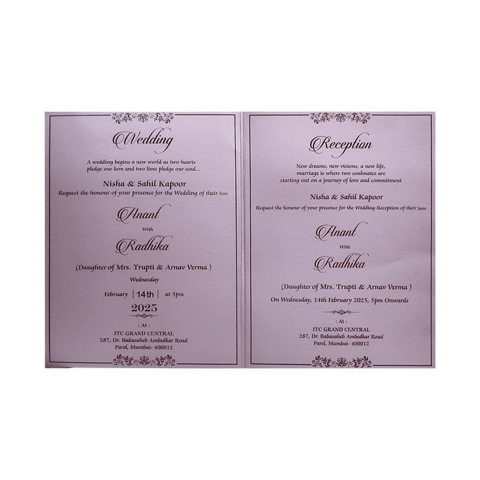 Pink Flower Wedding Invitation Card