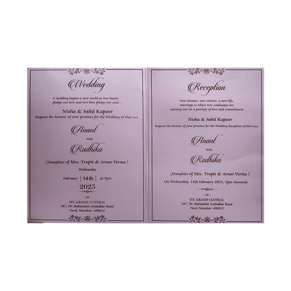 Pink Flower Wedding Invitation Card