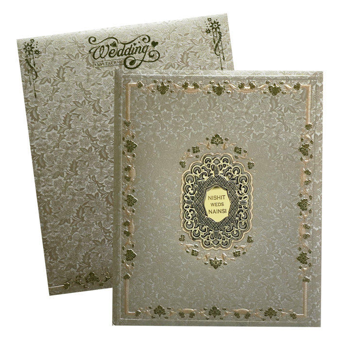 Metallic Green Padded Invitation Card