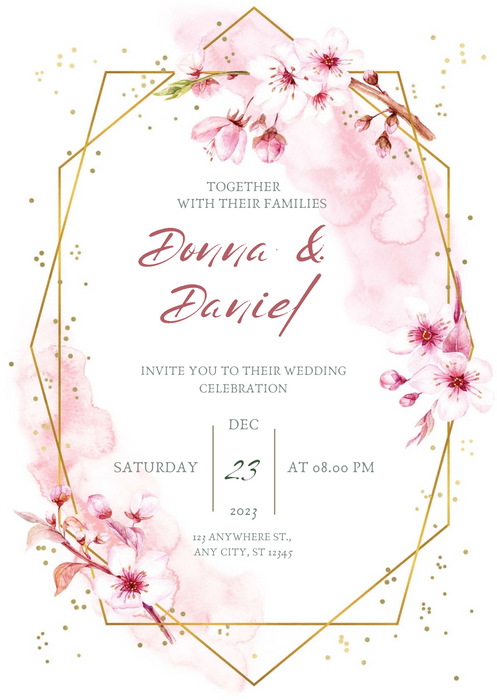 Baby Pink Elegant Christian Wedding Invitation