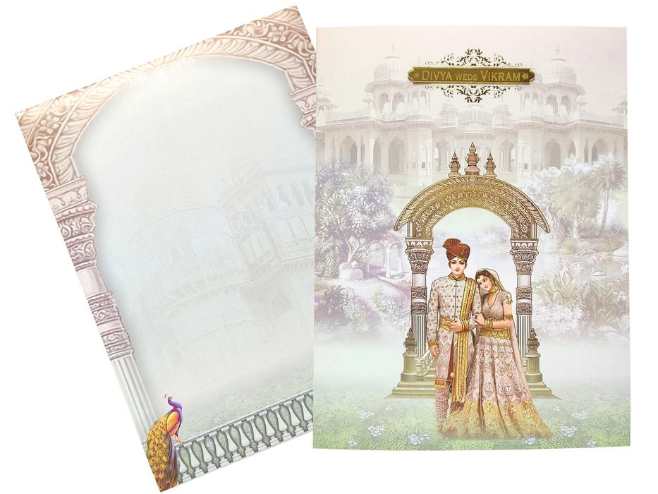 Multicolor Bride And Groom Invitation Card