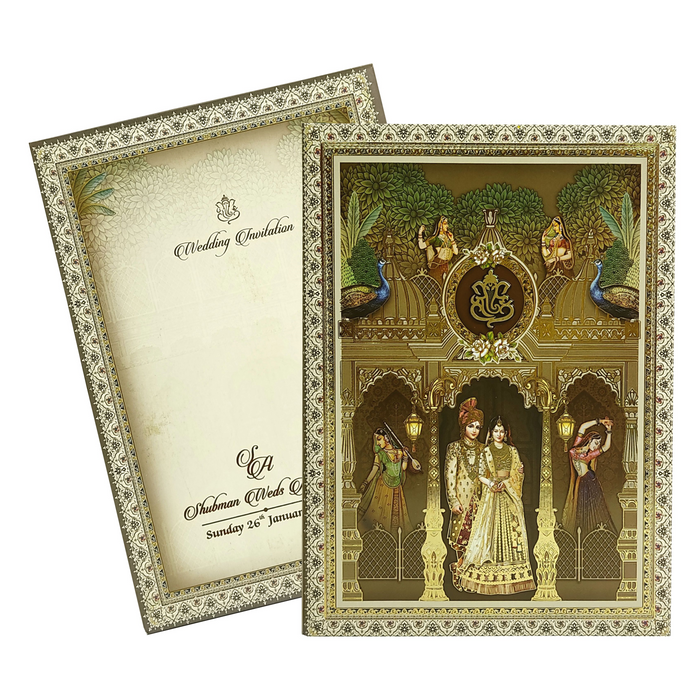 Ivory Couple Box Wedding Card Design