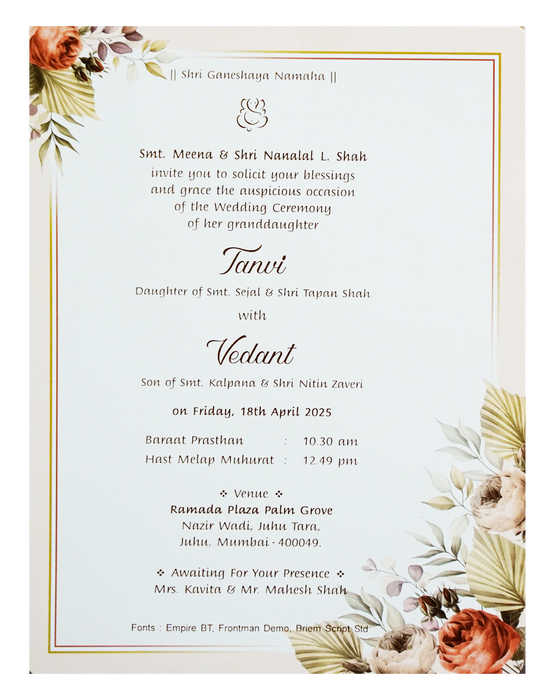 Cream Single Sheet Invitation