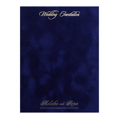 Royal Blue Velvet Padded Single Invitation Card