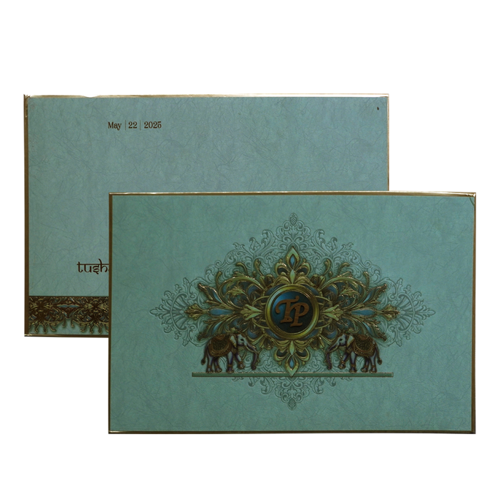 Pista Green Padded Wedding Invitation