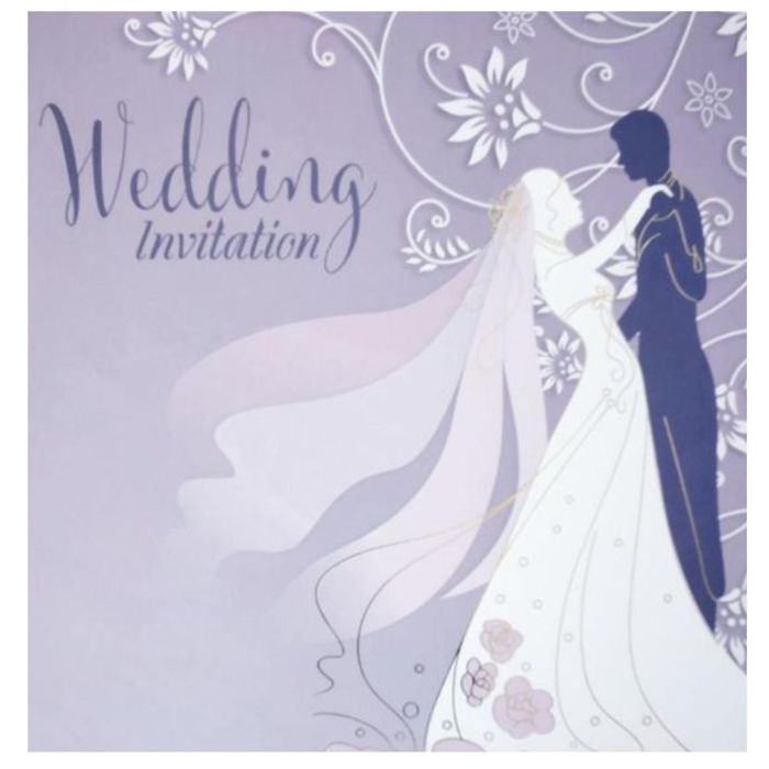 Purple Offset Berry Bride And Groom Wedding Invitation Card-KNBY5404
