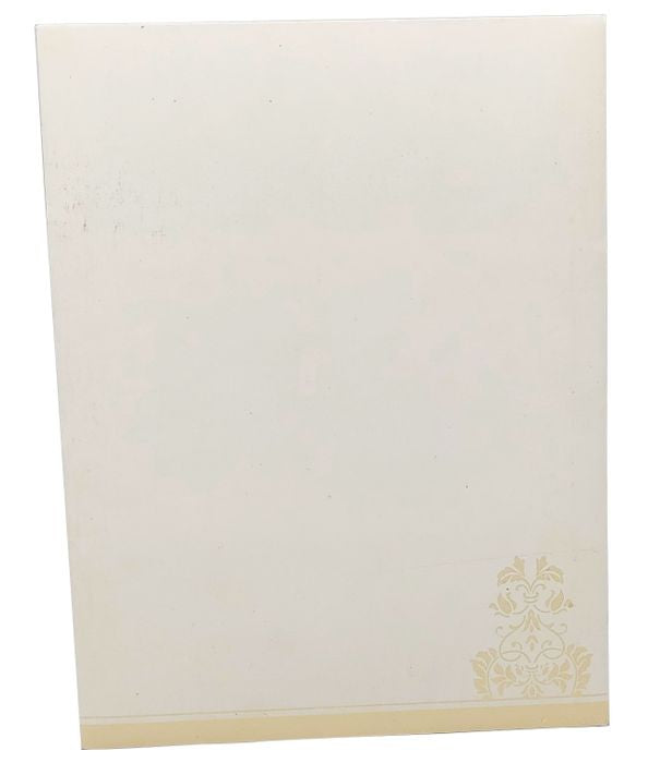 White Screen Embossed Floral Design With Gold Foiling And Ganesha-KNK7033W