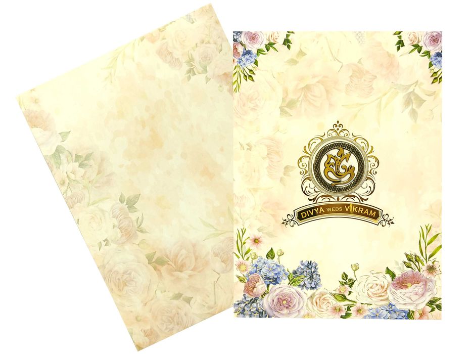 Colourful Floral Wedding Card With a Gold Touch-KNKC4061