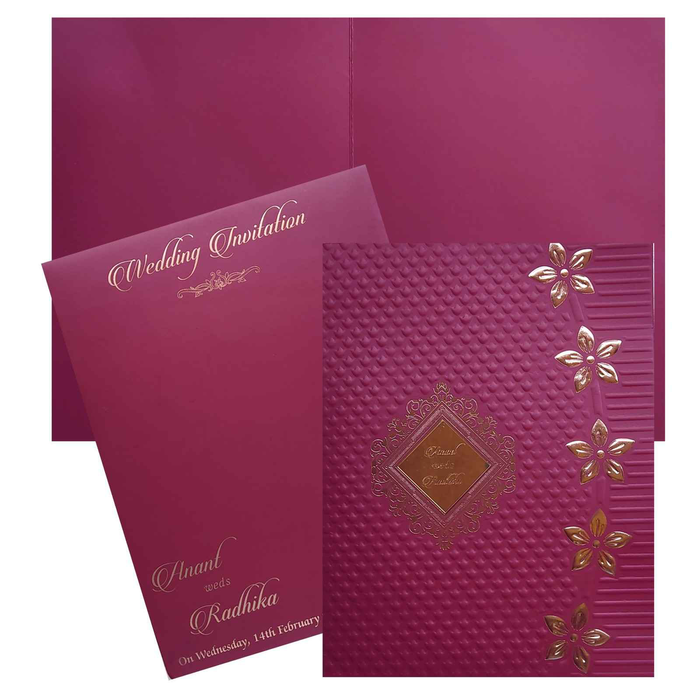 Maroon Flower Wedding Invitation Card