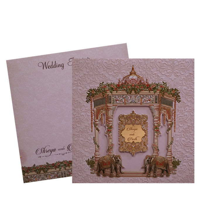 Pastel Pink Elephant Padded Invitation Card