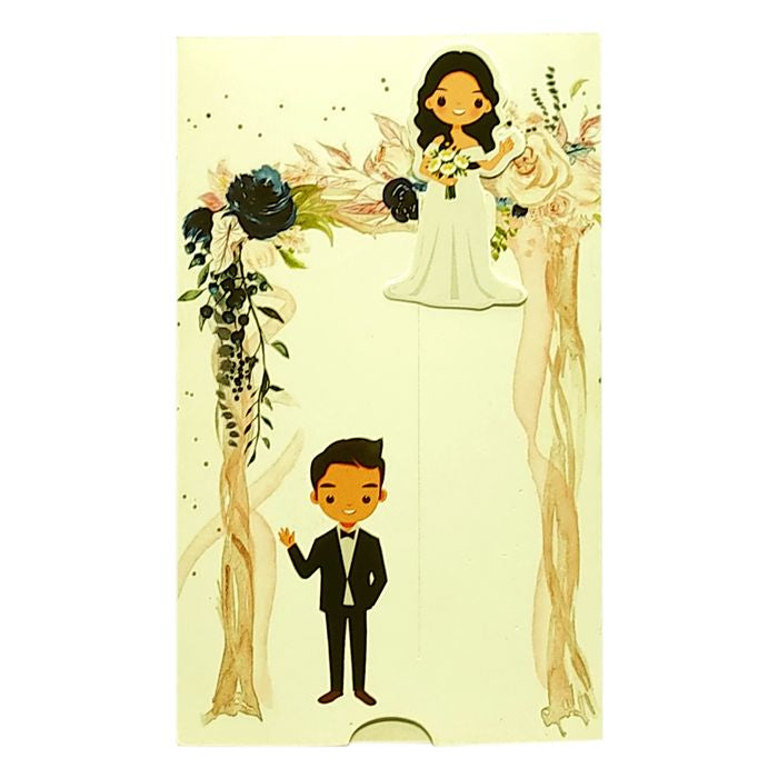 White Blue Floral Couple Slide Personal Invitation Card