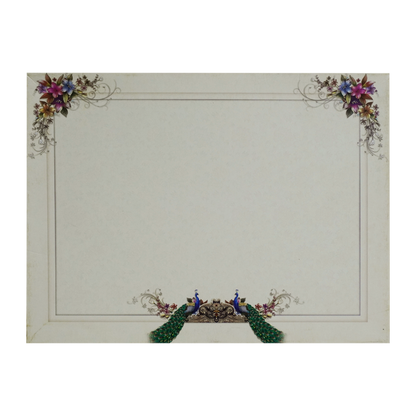 Cream Peacock Floral Invitation Card