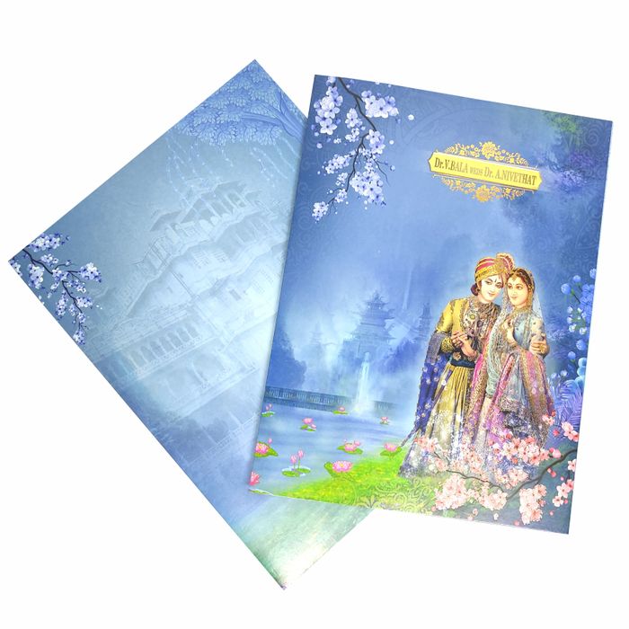 Blue Classic Maharaja And Maharani Offset Print