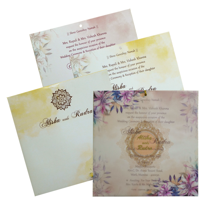 Pastel Floral Tracing Sheet Wedding Invitation