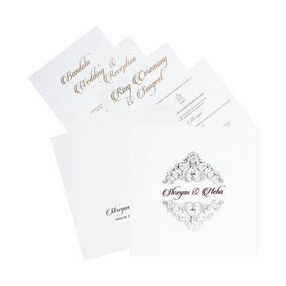White Classic Design Marriage Invitation Card